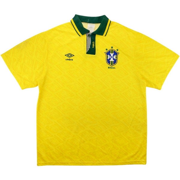 Authentic Camiseta Brasil 1ª Retro 1991 1993 Amarillo